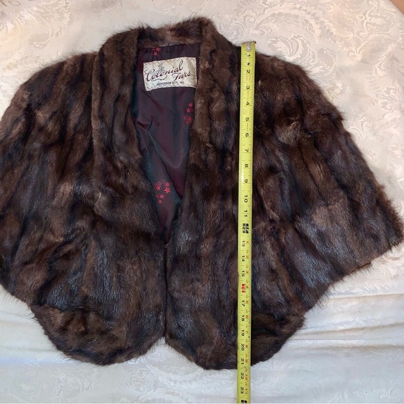 REAL FUR MINK BROWN Sleeveless Shawl Wrap OSA - Picture 5 of 9